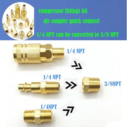 55PCS 1/4" NPT Quick Connect Coupler Plug Assortment Set, Air Hose Fittings | includes couplers and plugs for various pneumatic tools. Perfect for automotive, woodworking, and industrial DIY applications
