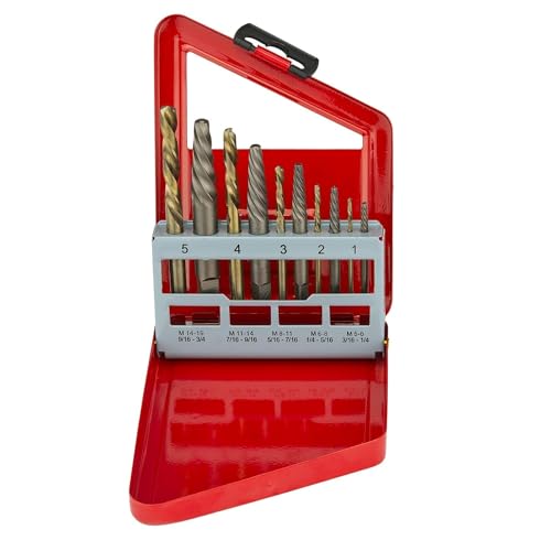 NEIKO 01925A Screw-Extractor And Left-Hand Drill-Bit Set, HSS M2 Steel Drill Bits, Alloy Spiral Flutes, Reverse Drill-Bit And Bolt Extractor, Easily Remove Stripped Screws And Broken Bolts, 10 Pieces - size: 10 Piece, style: Extractor Kit