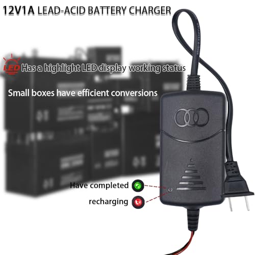 12V 1000mA Sealed Lead Acid (SLA) Battery Charger, Trickle Charger, Automatic Trickle Charging Maintainer with Short Circuit Protection, Smart Battery Maintainer for Car Truck Motorcycle Boat