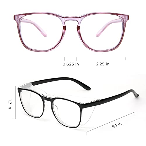 JOO'RTI Anti-Fog Safety Goggles Anti-Blue Light Saftey Glasses Anti-Dust Protective Eyewear for Women and Men - color: 2packs(black & Lilac)