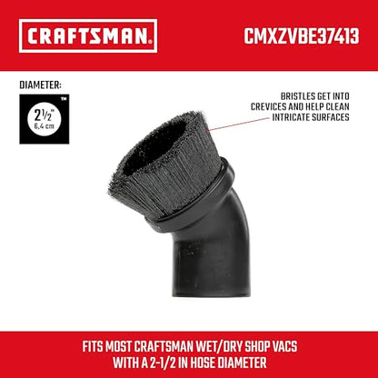 CRAFTSMAN CMXZVBE37413 2-1/2 in. Dusting Brush Wet Dry Vac Shop Attachment | Industrial-Grade Shop Vacuum Accessory for Cleaning Stubborn Debris, Fits 2-1/2 in. Hose Diameter - style: Dusting Brush