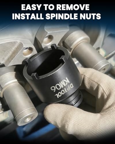 13pc Spindle Nuts Socket Kit Ball Joints Axle Locknut Remove Install Locking Hub Socket for KM Groove Nuts, 4 Teeth Exterior with 1/2'' 21.5mm 25mm 30mm 32.5mm 36mm 43mm 48.5mm 57mm 62.5mm 69mm 76mm