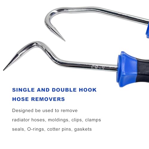 2 PCS Hose Removal Hook Set, 8 Inch Gasket Hook & Pick Tool Vehicle Radiator Hose Remover, Mini Pick Hooks Puller Remover for Hoses O-Rings Gaskets, Car Accessories