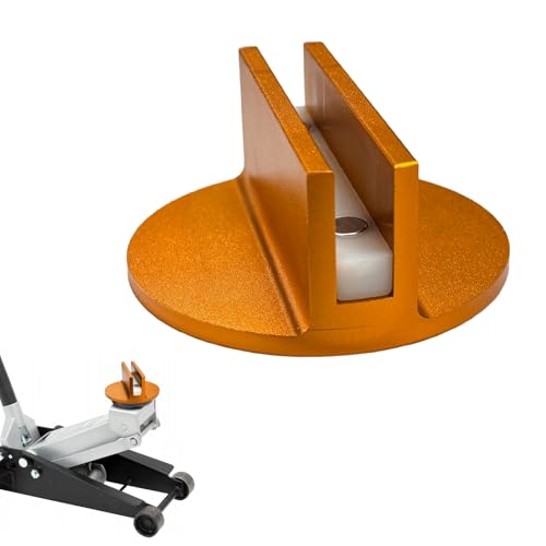 Universal Magnetic Jack Pad, 0.4" Slotted Aluminum Grooved Floor Jack Pad Tool Frame Rail Protector, Pinch Weld Jacking Puck Adapter with Large Slot for Most Vehicles (Orange) - color: Orange