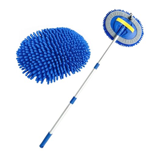 41" Car Wash Brush Kit Mitt Mop Sponge, Car Washing Mop with Scalable Long Handle, Chenille Microfiber Car Cleaning Brush Kit, Supplies Kit Car Care Kit of Scratch-Free for Car RV Truck Boat
