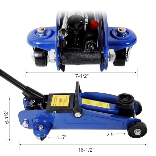1.5 Ton Low Profile Hydraulic Trolley Service/Floor Jack, Floor Jack 1.5 Ton (3,000 LBs) Hydraulic Car Jack, Lifting Range 5"-11.8" - color: Not Include Case