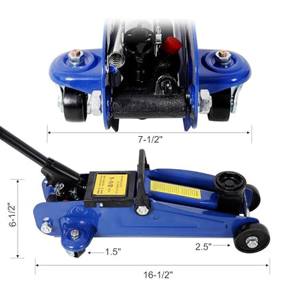 1.5 Ton Low Profile Hydraulic Trolley Service/Floor Jack, Floor Jack 1.5 Ton (3,000 LBs) Hydraulic Car Jack, Lifting Range 5"-11.8" - color: Not Include Case