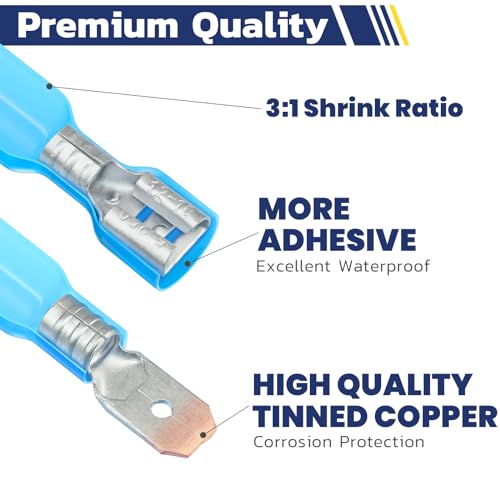 haisstronica 160pcs Heat Shrink Spade Connectors,AWG 22-10 Female and Male Wire Connectors,Quick Disconnect Spade terminals - size: AWG 22-10, style: Male&Female Kit 160PCS