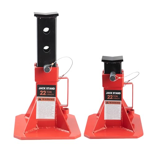 22 Ton (44,000 lbs) Heavy Duty Pin Type Professional Car Jack Stands with Lock Adjustable Height to 19.75" Fit for Supporting Trucks, Trailers and Equipment, 1 Pair - size: 22 TON