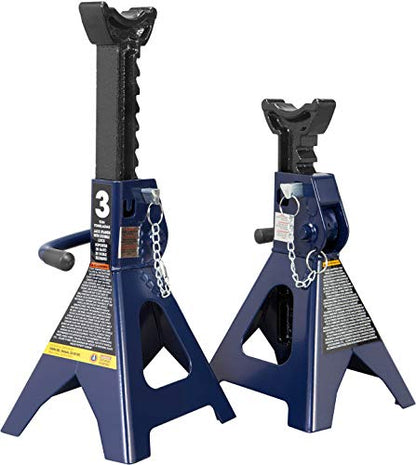TCE 3 Ton (6,000 LBs) Capacity Double Locking Steel Jack Stands, 2 Pack, Blue, AT43002AU - style: Jack Stands