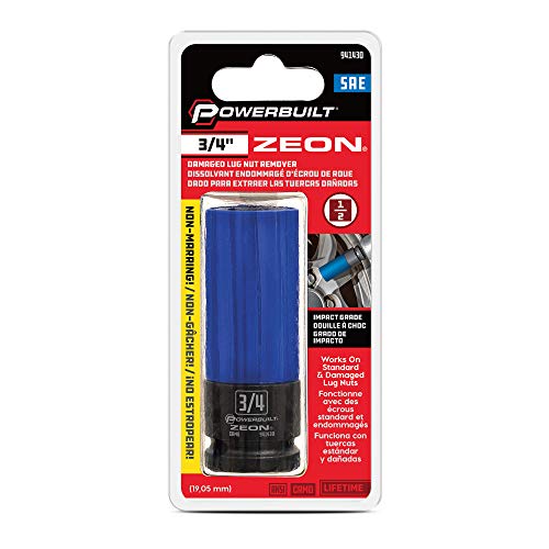 Powerbuilt 3/4 in. Zeon Lug Nut Socket Set for Damaged Lug Nuts - 941430M, Blue - size: 19.1 mm
