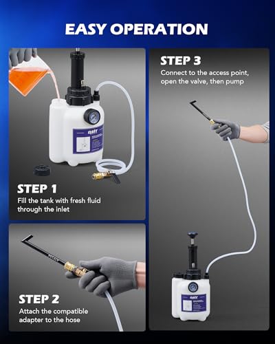 Orion Motor Tech Transmission Fluid Pump, 3L Transmission Filler Pump with 12pc ATF Aluminum Adapters, Manual Transmission Fluid Transfer Pump with Pressure Gauge, Transmission Dispenser Oil Pump Tool