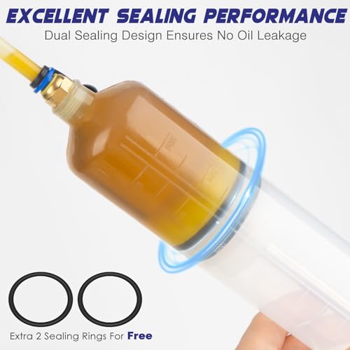 ExtreSpo 500CC Fluid Extractor, Fluid Syringe Pump, Oil Extractor for Cars Ships Engines Lawn Mowers Fluid Extraction and Filling, with 2 Transparent Hose