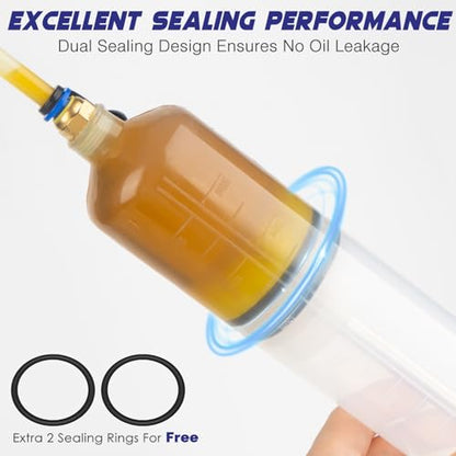 ExtreSpo 500CC Fluid Extractor, Fluid Syringe Pump, Oil Extractor for Cars Ships Engines Lawn Mowers Fluid Extraction and Filling, with 2 Transparent Hose