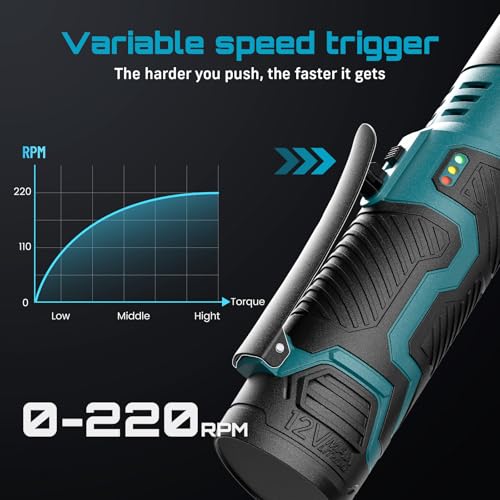 Seesii 3/8" Cordless Electric Ratchet Wrench for Car Repair | 6" Long Neck, 40 ft-lbs, 220 RPM, 2×2.0Ah Batteries & Fast Charger, 7 Sockets + 1/4" Adapter, LED Light