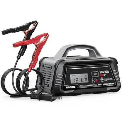 NOONE 10A/20A Smart Battery Charger - 12V/24V Fully Automatic Maintainer | with 50A Engine Start, Winter Mode, and Auto Repair - Car Trickle Charger for AGM, Gel, Deep Cycle & LiFePO4 Batteries