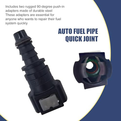 2 PCS Automobile Fuel Line Quick Connector, 9.49 OD-ID8 Straight PA12 High Temp Resistant Connector, 3/8" Joint with Seal Ring, Universal Fuel Pump Line Repair Kit for Most Cars (Black)