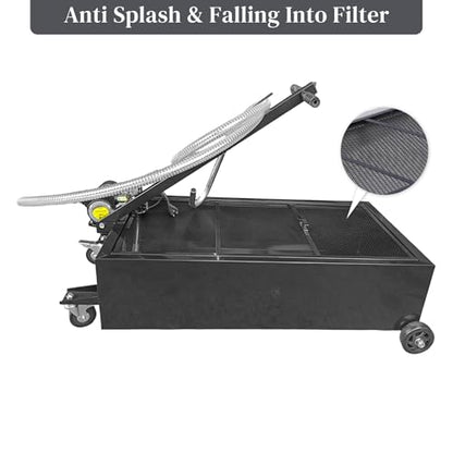 25 Gallon Oil Drain Pan with Electric Pump, Low-Profile Oil Pans for Changing Oil, T-Handle and J-Hook Makes Drain Easier, Black - color: Black, size: 25 Gallon
