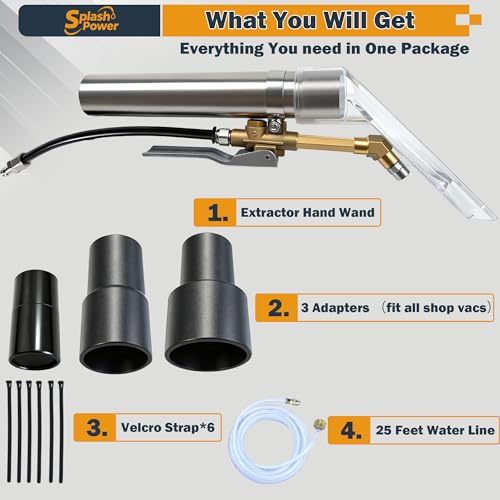 Shop Vac Extractor Attachment Kit for Wet/Dry Vacuum, Universal Hose Adapter for Carpet Upholstery Cleaning & Auto Detailing - size: Small A with Spray Nozzle and Water Hose