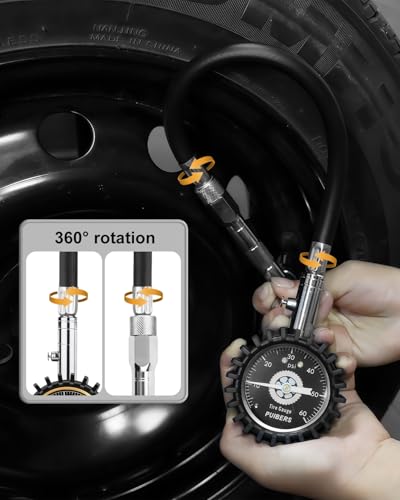 Schrader/Presta Motorcycle Tire Pressure Gauge 60 PSI， 2'' Dial Glow in Dark - Tire Air Pressure Gauge for Car, Motorbike, Bicycle,SUV,Truck Fits Schrader/Presta Valves - size: 60PSI Schrader/Presta