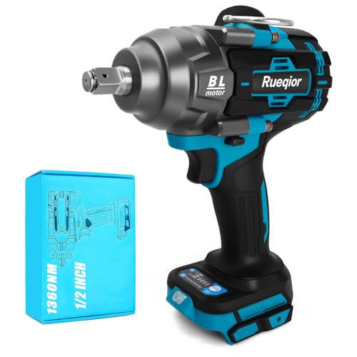 Cordless Impact Wrench 1/2" Compatible with Makita 18V Battery, Impact Wrench 1000FT-LBS(1360N.m) High Torque Brushless Electric Impact Power Impact Driver for Car, Truck (No Battery) - color: Blue 1360n 1/2in