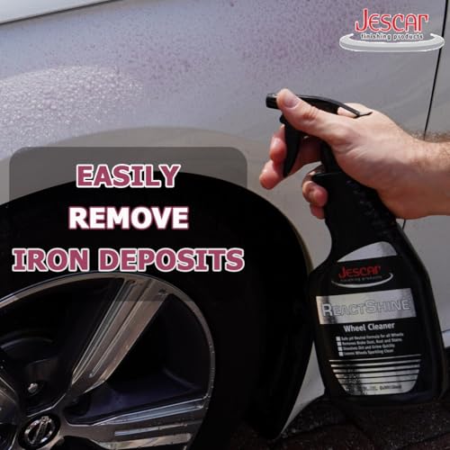 Jescar ReactShine Wheel Cleaner & Iron Remover – 22oz – Removes baked-in brake dust, road grime, and contaminants, Fast Acting, Safe for Paint, Alloy Wheels, Most Finishes