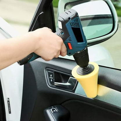 Polishing Cone Car Wheel Hub Drill Buffing Sponge Pads Kit, Polishing Ball Car Buffers and Polishers Kit, Attaches to Standard Household Drill-3 PCS - color: 3 PCS