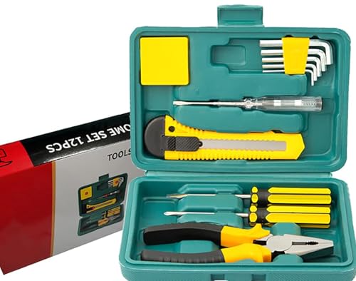 11 Pcs Household Hand Tool Kit, Portable Hardware Tool Set with Storage Case for Home, Garage, Car Repair & DIY Maintenance