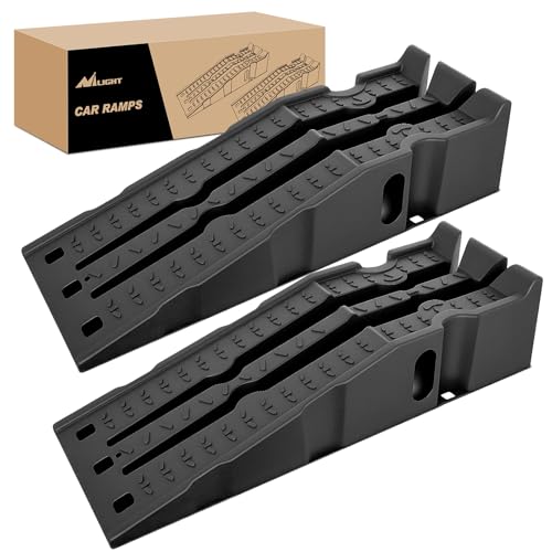 Nilight Car Ramps, 6.7 Inch Lift Vehicle Service Ramp | 13,000lb. GVW Capacity Per Pair, Heavy Duty, Stackable Design Saves Space, Ideal for Home Garage Maintenance - size: Car Ramp