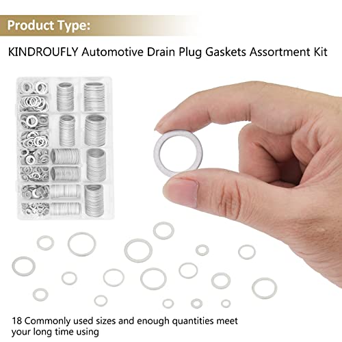 560 Pieces Automotive Drain Plug Gaskets, Oil Crush Washers, Kindroufly 18 Sizes Aluminum Flat Washers Assortment Set (M6 to M24)