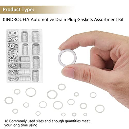 560 Pieces Automotive Drain Plug Gaskets, Oil Crush Washers, Kindroufly 18 Sizes Aluminum Flat Washers Assortment Set (M6 to M24)