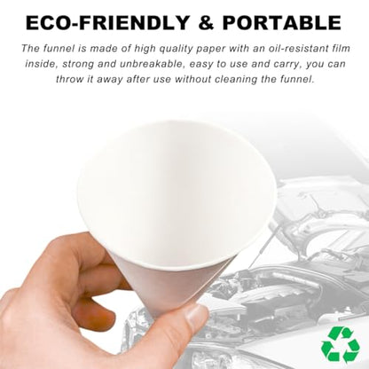 DXNQ 30PCS Disposable Engine Oil Funnels, Paper Cone Funnel Motor Oil Funnel Dispensers for Oil Change, Automotive Use No Spill Disposable Paper Funnels for Water Coolant Gas - color: 30 PCS