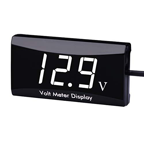 DC 12V Car Digital Voltmeter Gauge - AIMILAR LED Display Voltage Volt Meter for Car Motorcycle (White) - color: White