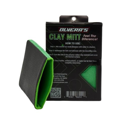 Clay Bar Mitt for Auto Detailing - Fine-Grade Scratch-Free Synthetic Clay Bar - Removes Contaminants, Overspray & Brake Dust - Paint Prep Cleaner for Cars, Boats, Bikes, Glass, & Wheels - 50+ Uses