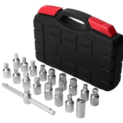 18 in 1 Oil Drain Plug Removal Tool Key Set Square Hexagonal Socket Nut Adapter Car Repair Maintenance Oil Sump Plug Removal