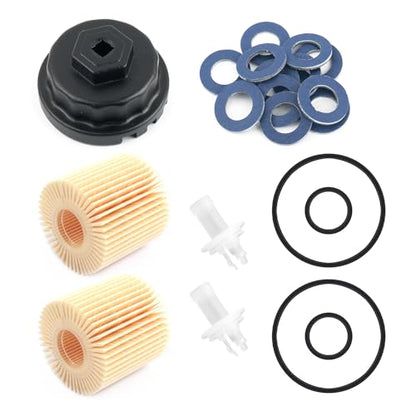 64mm Oil Filter Wrench Kit,Engine Oil Filter Removal Tool with OEM 04152-yzza1 Filters and 80430-12031 Gaskets,Professional Oils Change Tools Compatible with Toyota Lexus Scion