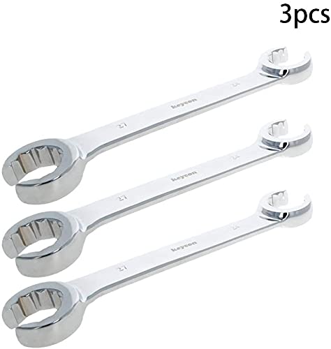 Heyiarbeit Flare Nut Wrench, 24mm x 27mm Metric Double Open End, 3Pcs - size: 24*27mm, style: 3PCS