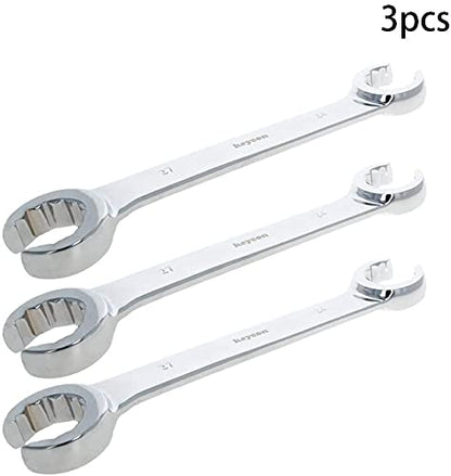 Heyiarbeit Flare Nut Wrench, 24mm x 27mm Metric Double Open End, 3Pcs - size: 24*27mm, style: 3PCS