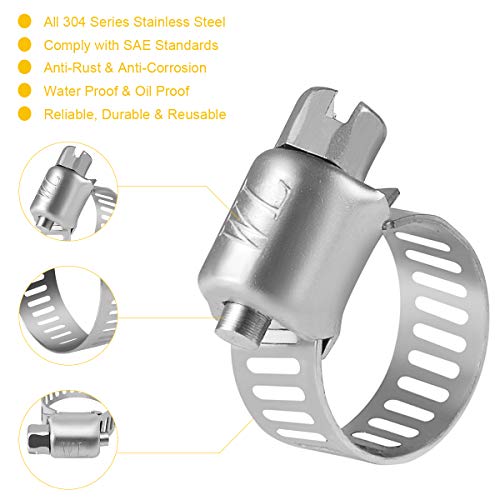 WINL Stainless Steel Hose Clamps - 22 Pack Worm Gear Drive Hose Clamps Micro Size 6 Clamping Range from 5/16 Inch to 7/8 Inch (8mm-22mm) for Automotive Plumbing, 1/2'', 3/4'' Clamps - size: Micro#6 (5/`6" ~ 7/8")