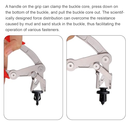 Car Clip Pliers, Professional Stainless Steel Panel Clip Removal Tool Spring-Loaded Fastener & Rivet Remover for Auto Door Panels Interior & Exterior Trim Damage-Free Disassembly Tool