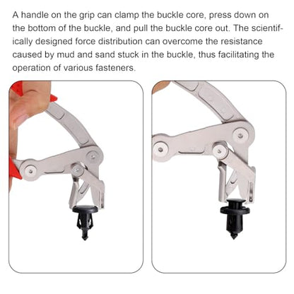 Car Clip Pliers, Professional Stainless Steel Panel Clip Removal Tool Spring-Loaded Fastener & Rivet Remover for Auto Door Panels Interior & Exterior Trim Damage-Free Disassembly Tool