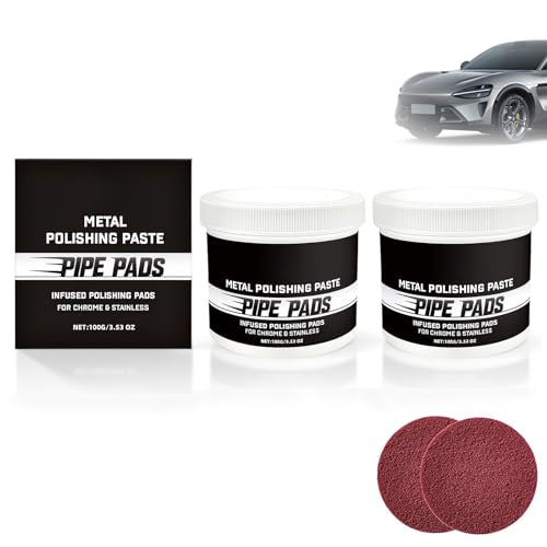 2Pcs Metal Polishing Paste, Pipe Infused Polishing Pads, Metal polish Care Kit Protectant Scratch Remover, Chrome Stainless Steel Aluminum Cars