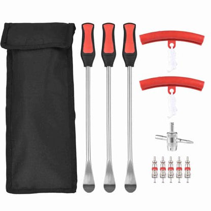 ZJchao Tire Lever Set Durable Multi Functional Tire Spoon Tyre Changing Tool with Protectors Valve Cores for Bike Motorcycle Car Repair and Removal Steel Material 3 (Red 02)