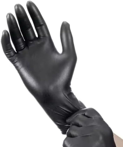 Heavy Duty 6 Mil Black Nitrile work Gloves, Disposable Latex&Powder Free, Textured,Mechanic, Painting,Garden,Tattoo