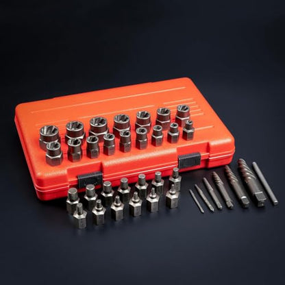 NEIKO 04208A Master Screw, Nut, & Bolt Extractor, 36 Piece Lug Nut Removal Tool, 3/8 Dr., Deep and Shallow Stripped Bolt Extractor Socket Set, Rounded Bolt Removal tool, Nut Remover Socket Set, CR-Mo - size: 36 Piece, style: Extractor Set