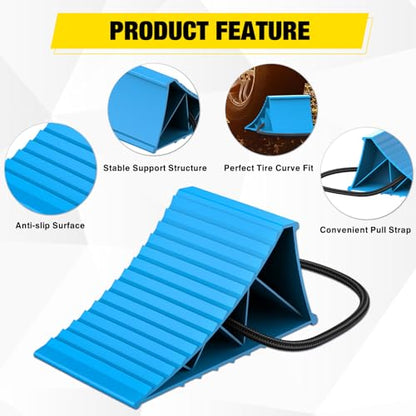 Nilight Wheel Chocks, Heavy Duty Wheel Stopper for Car, Truck, RV, Trailer, Caravan, Motorcycle, 8.7" x 4.8" x 4.2", 4-Pack(Blue) - color: Blue 4-PACK
