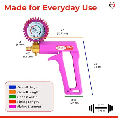 LeLuv Maxi Vacuum Pump - Manual Hand Vacuum (0-30 Hg, 0-760 mmHg) with Ergonomic Nylon Handle, Release Valve, & Rubber Protected Pressure Gauge (1/8" NPT), Compatible with LeLuv Pump Series - Purple - color: Purple
