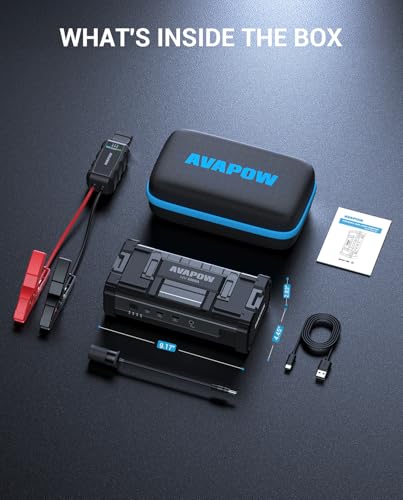 AVAPOW 6000A Jump Starter Battery ack(for All Gas or up to 12L Diesel) Powerful Jump Box with DC Output and Dual USB Quick Charge,12V Jump Pack with Built-in LED Bright Light