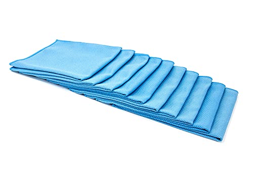 [Diamond Glass] Microfiber Window and Chrome Microfiber Towel (16"x16") Blue - 10 Pack | Streak-Free, Lint-Free Glass Cleaning - color: Blue, size: 10 pack