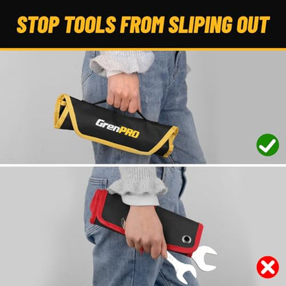 GRENPRO Thin Wrench Set (3mm Thickness) – 8PCS Carbon Steel Slim Wrenches for Tight Spaces, Metric 5.5mm-27mm, with Storage Pouch & Gauge - size: 8PCS Metric(3mm)